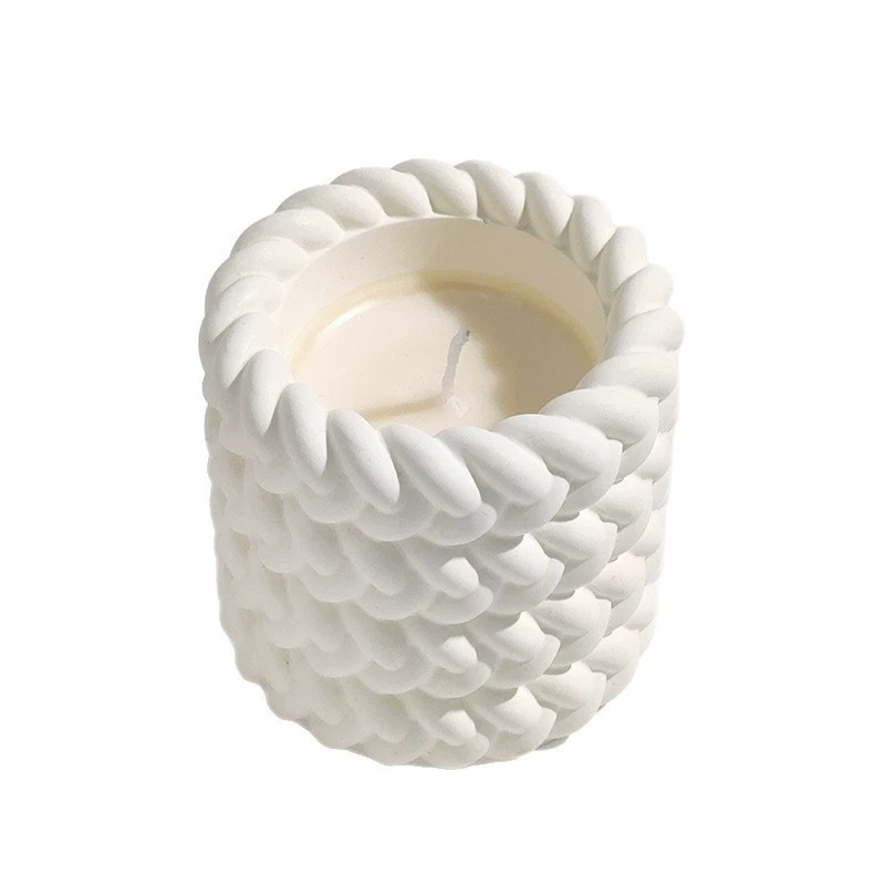 Soft Cream Rope Pattern Candle
